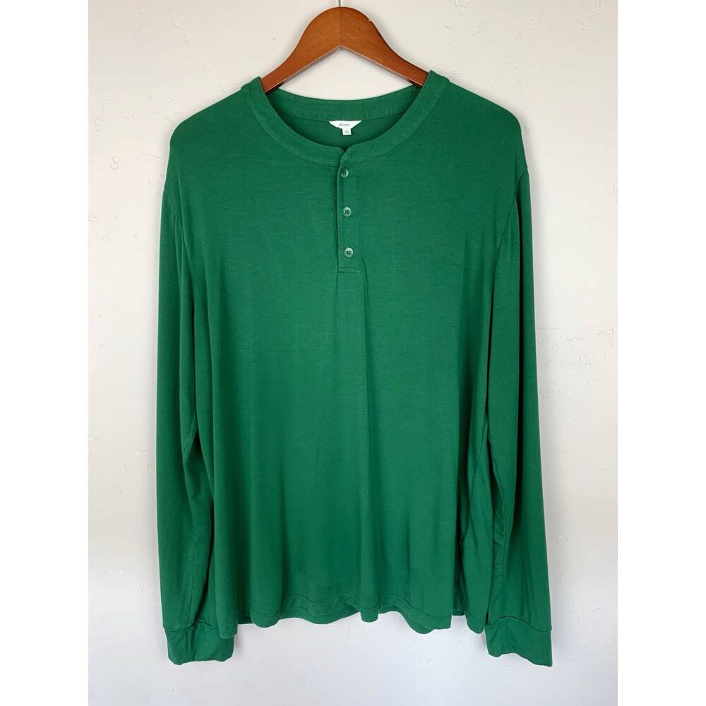 Eberjey Henry Jersey Knit Pajama Top Henley Shirt Green Soft Tencel Men's L